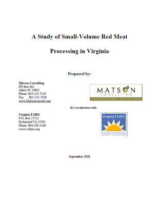 A Study of Small-Volume Red Meat Processing in Virginia